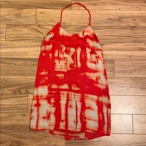 Satin tie dye halter dress